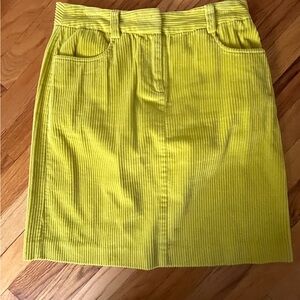 Boden yellow/lime A-line corduroy skirt, sz US 8L